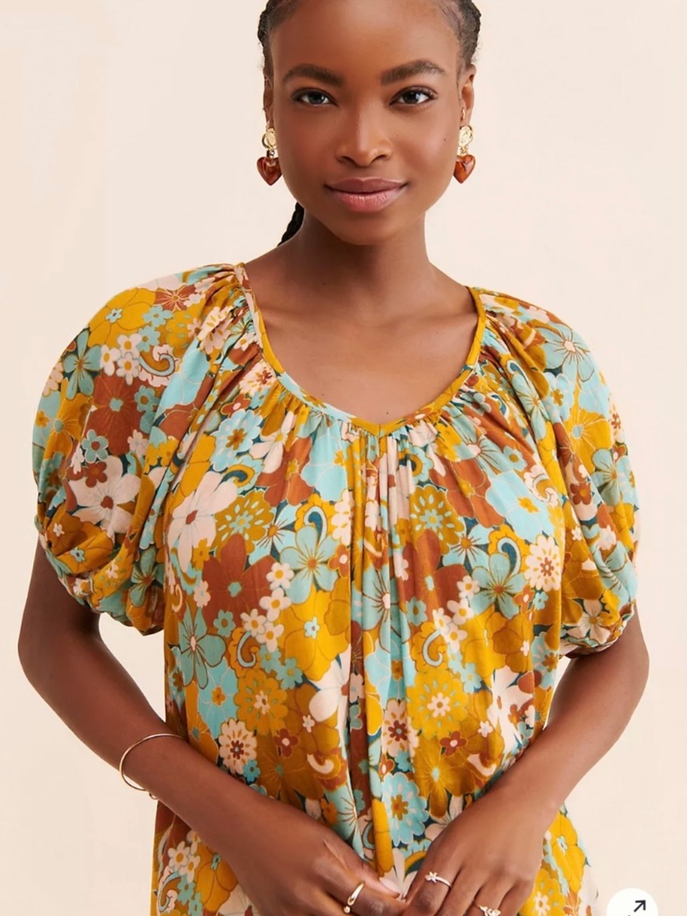 Sundry Retro Floral MIDI Dress